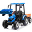 HOLLAND STYLE HIGH ROOF TRACTOR WITH BUKET & TRAILER - 24V - BLUE