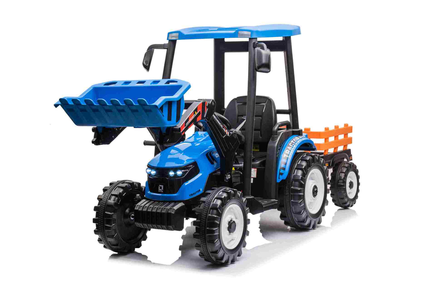 HOLLAND STYLE HIGH ROOF TRACTOR WITH BUKET & TRAILER - 24V - BLUE