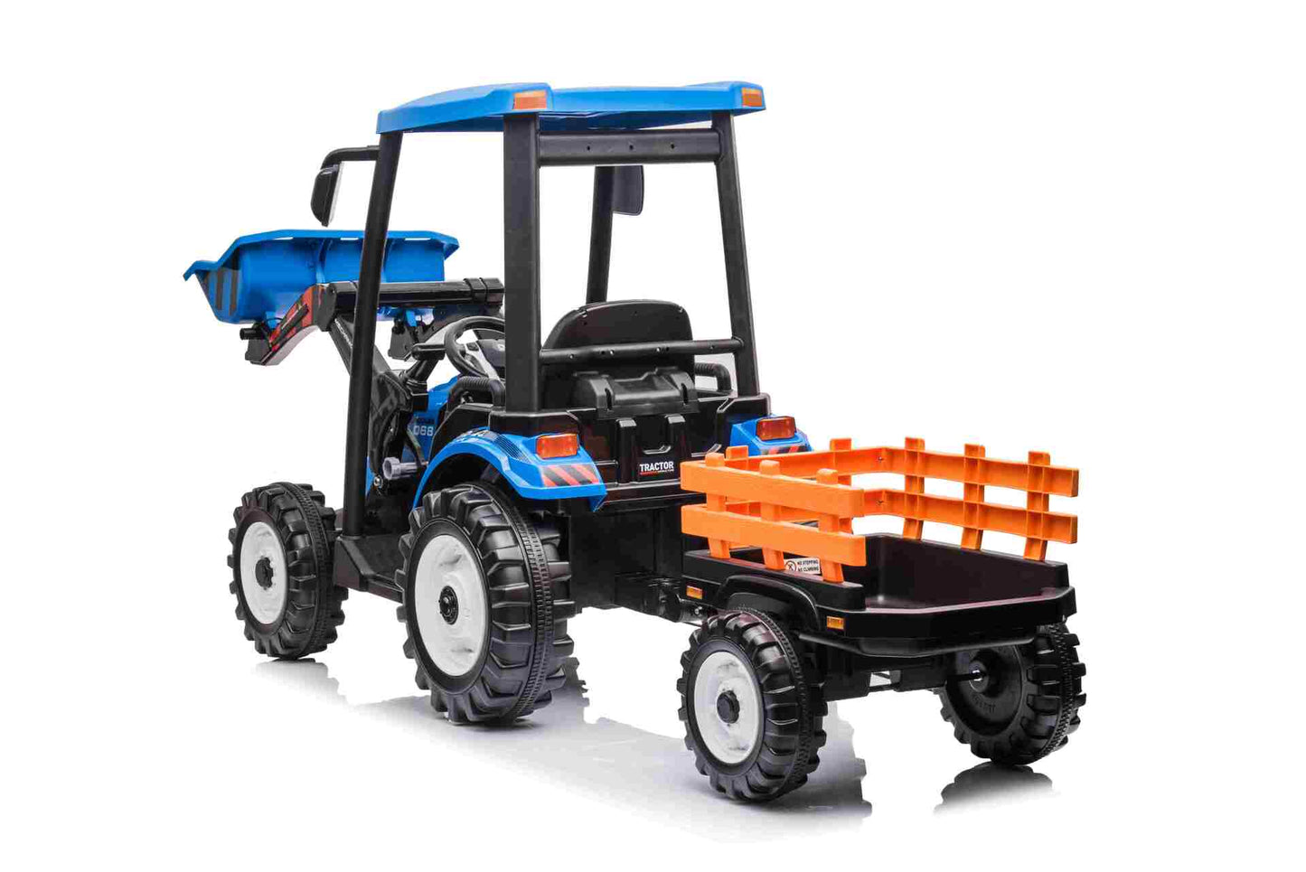 HOLLAND STYLE HIGH ROOF TRACTOR WITH BUKET & TRAILER - 24V - BLUE