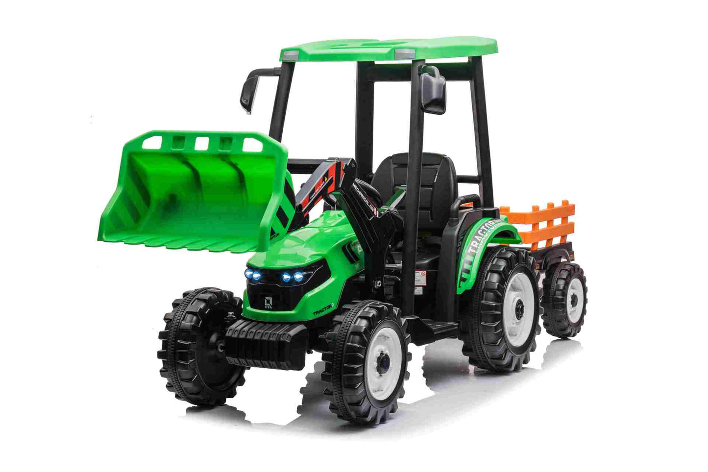 HOLLAND STYLE HIGH ROOF TRACTOR WITH BUKET & TRAILER - 24V - GREEN (KML)