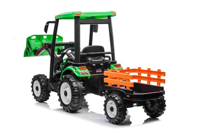 HOLLAND STYLE HIGH ROOF TRACTOR WITH BUKET & TRAILER - 24V - GREEN