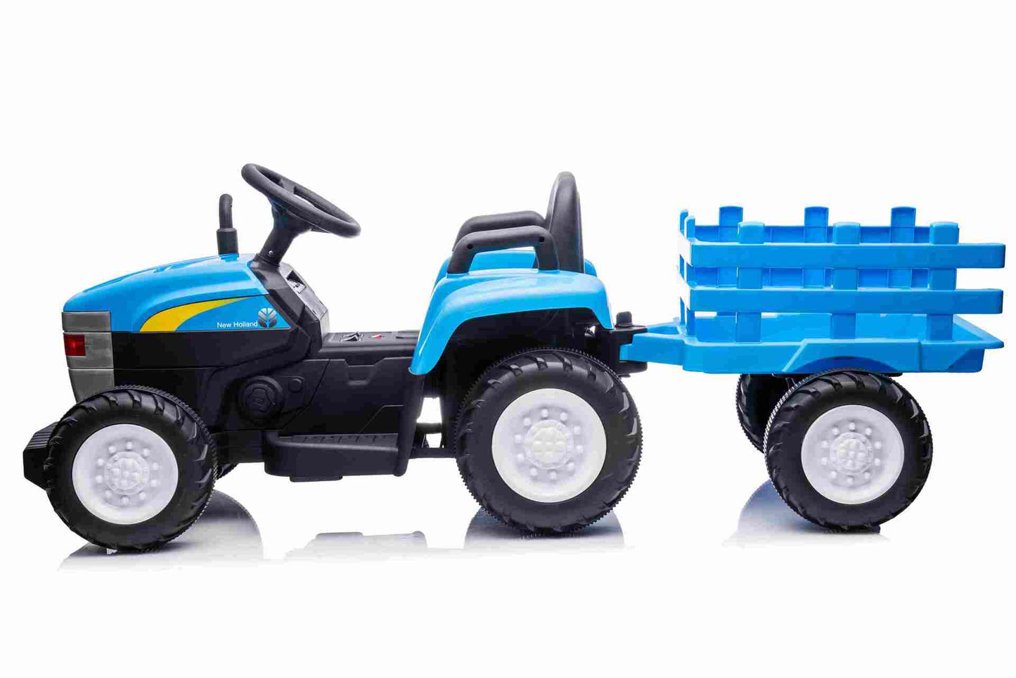 HOLLAND MINI T7 TRACTOR WITH TRAILER - 12V - BLUE (KML)