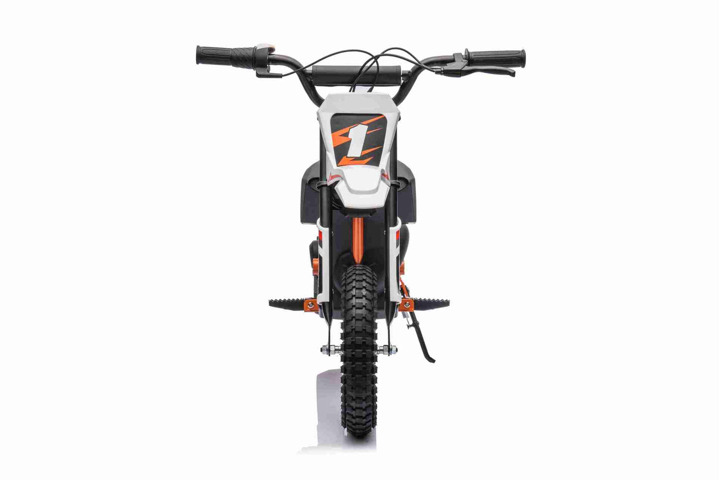 24V SCRAMBLER DIRTBIKE MOTORBIKE - 24V - 250W - LEATHER SEAT / AIR WHEEL - WHITE/ORANGE (KML)