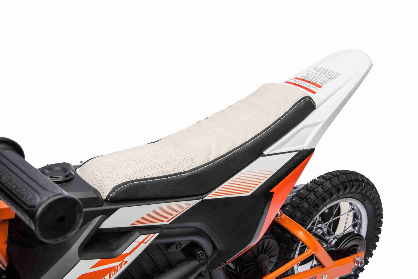 24V SCRAMBLER DIRTBIKE MOTORBIKE - 24V - 250W - LEATHER SEAT / AIR WHEEL - WHITE/ORANGE (KML)