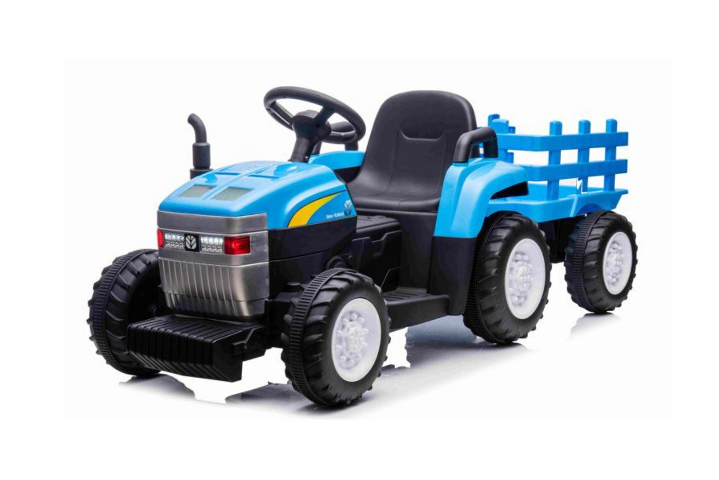 HOLLAND MINI T7 TRACTOR WITH TRAILER - 12V - BLUE (KML)