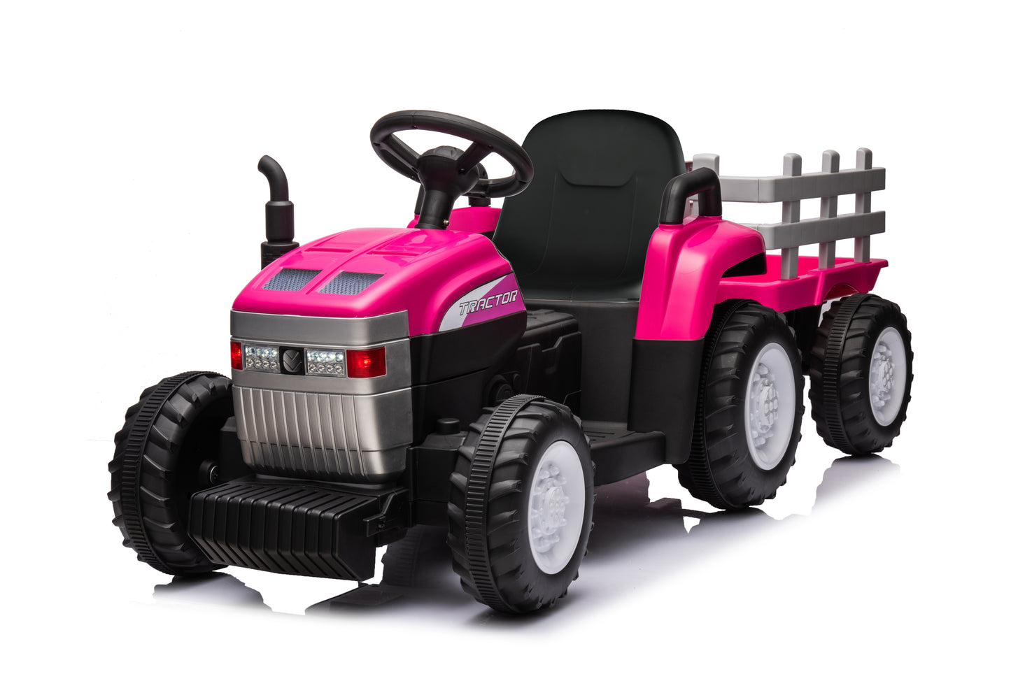 HOLLAND MINI T7 TRACTOR WITH TRAILER - 12V - PINK (KML)